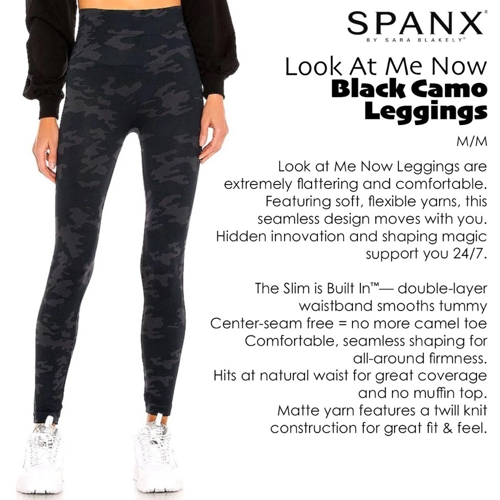 SPANX Look At Me Now Black Camo LeggingsM/M